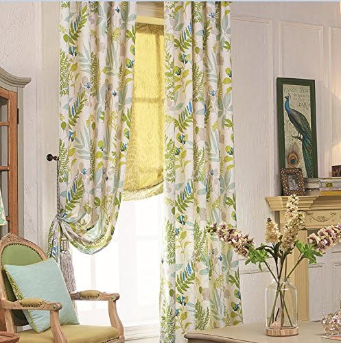 IYUEGOU Modern Print Cotton Multi Floral Energy Saving Grommet Top Curtain Draps 100" W x 63" L (One Panel)