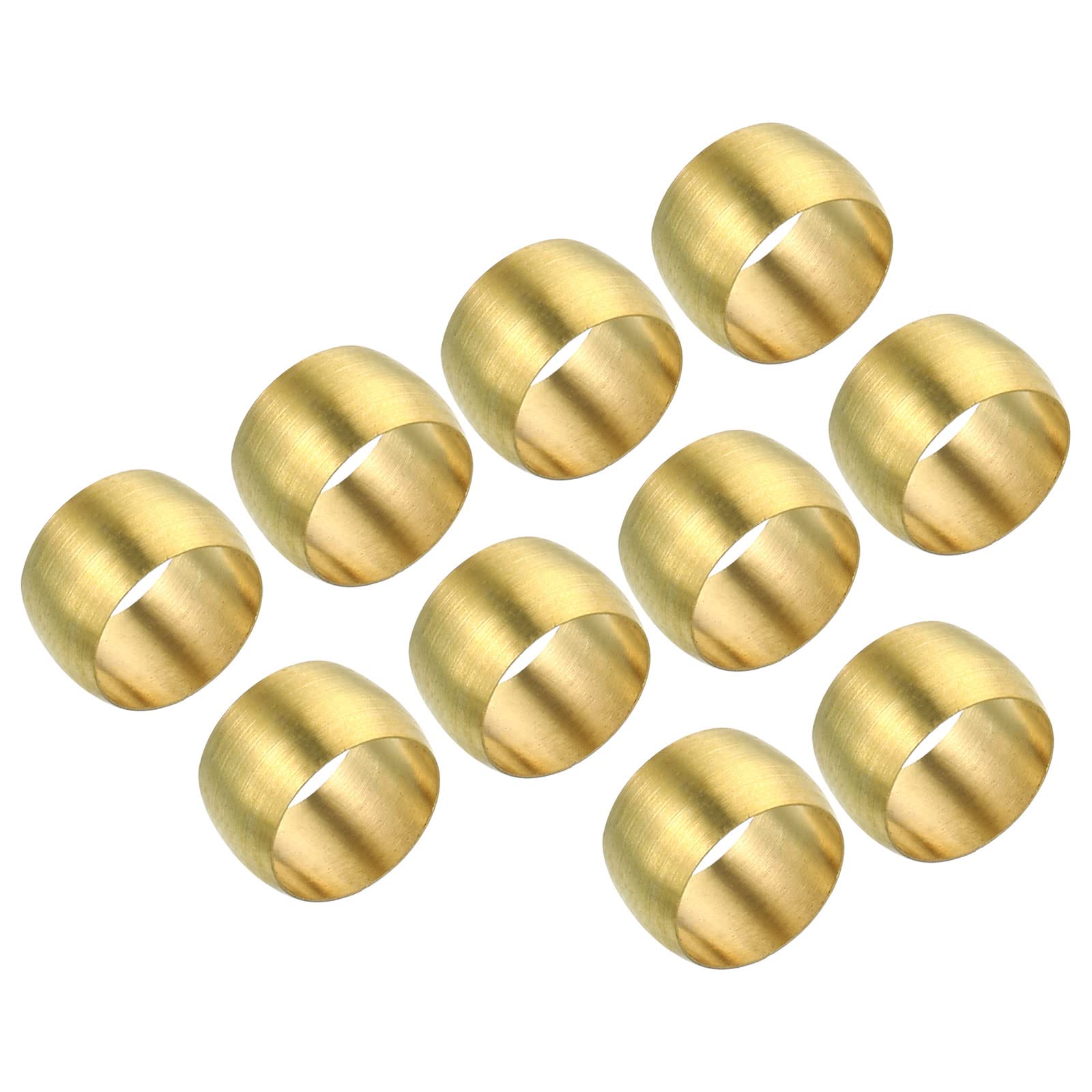 PATIKIL 5/16 Inch Tube OD Brass Compression Sleeves Ferrules, 50 Pack Brass Ferrule Fitting Brass Compression Fitting Assortment Kit for Plumbing Air Water