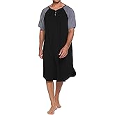 Ekouaer Sleepwear Men's Nightshirt Short Sleeve Pajamas Comfy Big & Tall Henley Sleep Shirt M-XXXL