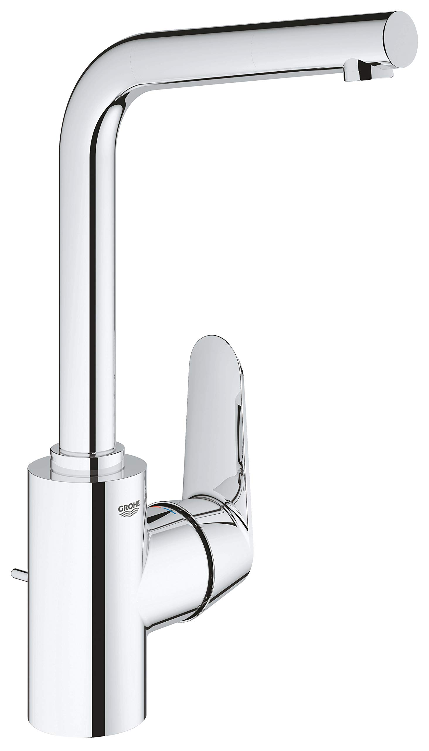 GROHE Eurodisc Cosmopolitan Single-Lever Basin Mixer. L-Size, High Swivel Spout, Pop-Up Waste Set, Chrome Finish. 23054003