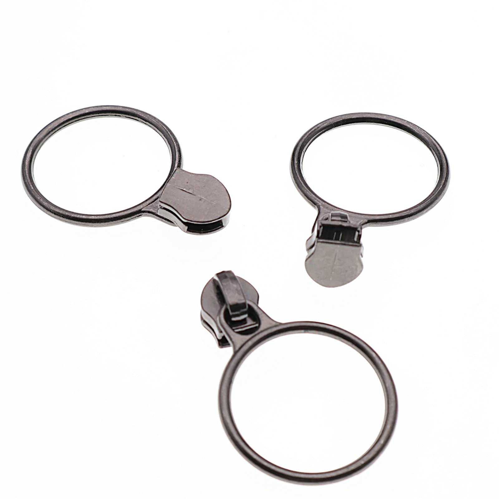 Leekayer 30PCS #5 Black Nickel Ring Pulls for Nylon Coil Zippers Metal Zipper Sliders for Jacket Luggage Purses Bags Bulk(Black Nickel) Metal Slider for Zipper