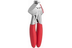 Trudeau Maison Ergonomic Stainless Steel Garlic Press and Crusher with Cleaning Aid (Red), Medium
