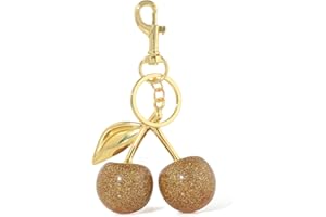 SORGERLY Cherry Bag Charm Keychain - Cute Purse Handbag Fruit Accessories - Beautiful Birthday Gift for Women