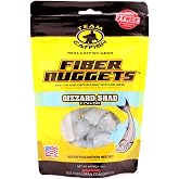 Team Catfish Fiber Nuggets with Fishing Bait Bag &amp; Hooks, Gizzard Shad | 6 oz fiber nuggets, baitfish blood, nightcrawler, gizzard shad, slow-dissolve chum trail, resealable bag, 2 Jackhammer Hooks