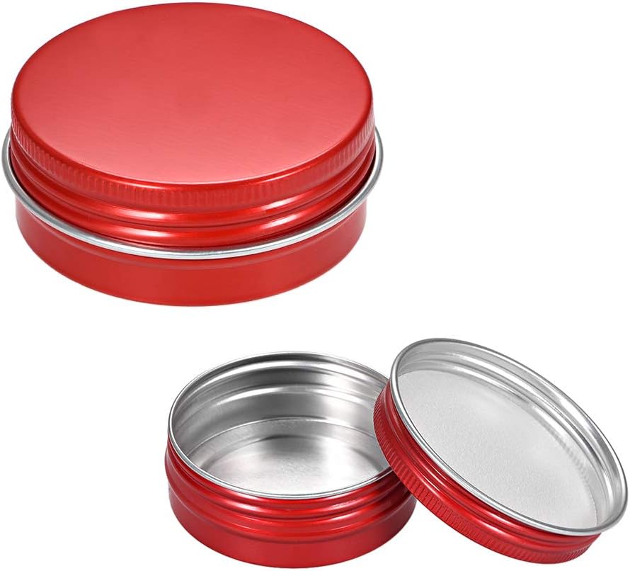sourcing map 6 Pack 1 oz Round Aluminum Cans Tin Can Screw Top Metal Lid Containers for Crafts Red 30ml, 1oz/30ml-Red(6pcs)