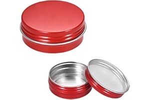 uxcell 6 Pack 1 oz Round Aluminum Cans Tin Can Screw Top Metal Lid Containers for Crafts, Red 30ml
