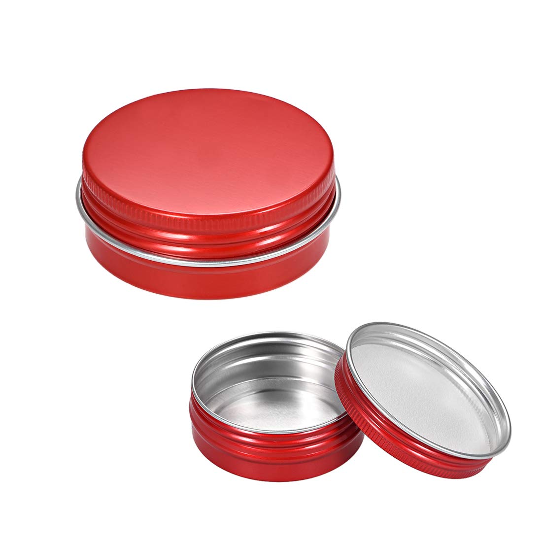 sourcing map 6 Pack 1 oz Round Aluminum Cans Tin Can Screw Top Metal Lid Containers for Crafts, Red 30ml