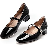 hingswink Mary Jane Shoes Women Low Heels Dress Shoes Pumps Low Heel 2 Inch Chunky Heel Mary Janes Pumps with Adjustable Ankle Strap for Women Dressy Casual