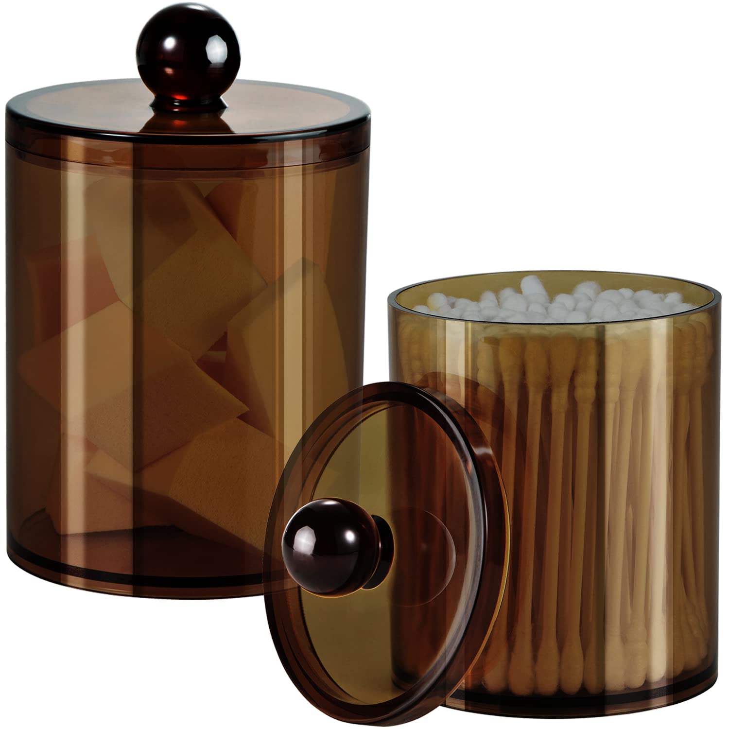 SheeChung 2 Pack of 12 Oz. Small Clear Plastic Apothecary Jar - Qtip ...