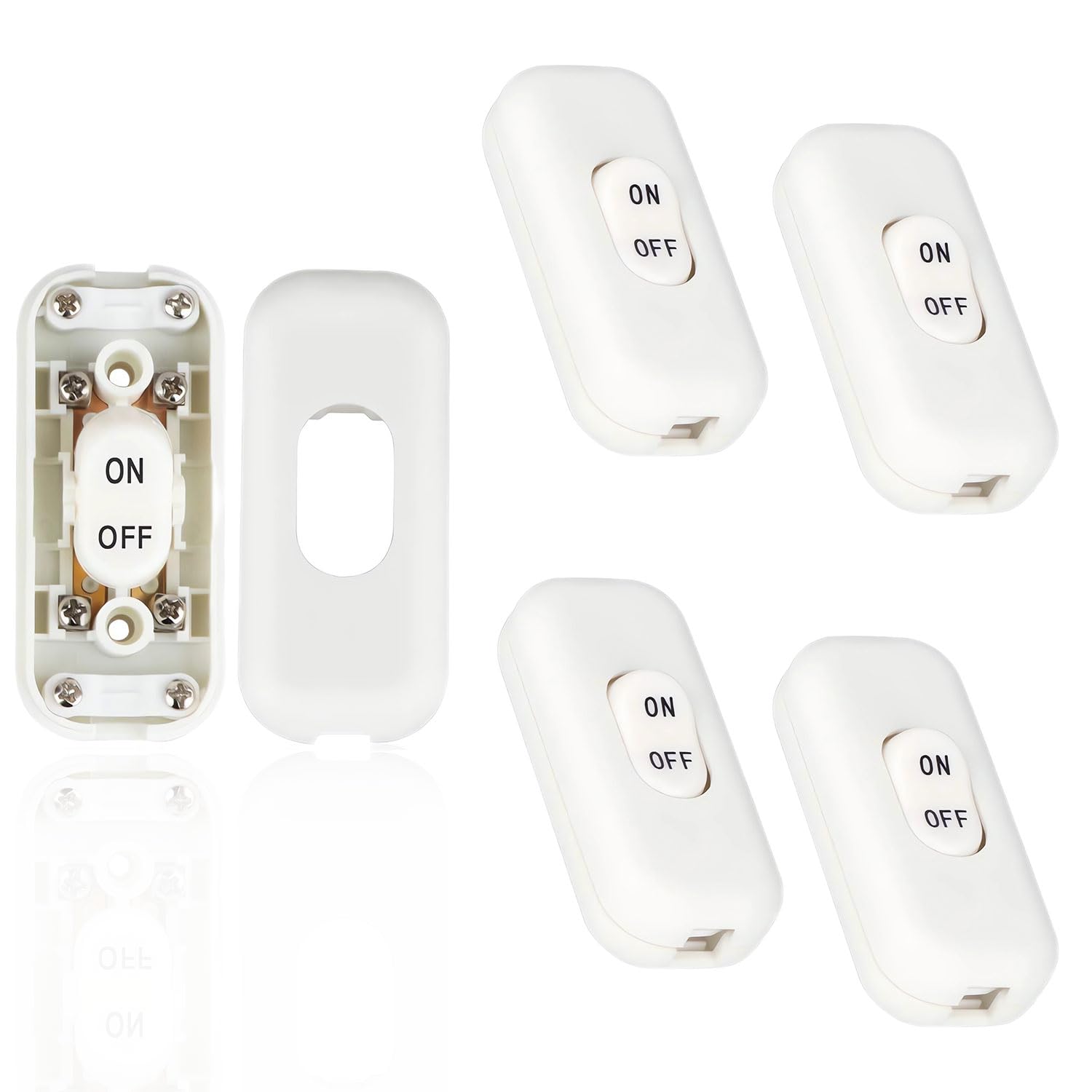 CYIOU 4 Pack Inline Switch White 250V/6Amp Lamp Switch for Table Lamp Bedside Lamp Desk Table Light Electrical Cord