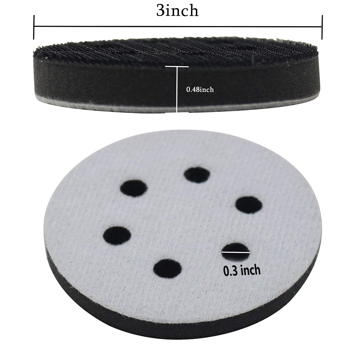 3 Inch 6 Holes Hook and Loop Backing Plate 5/1624 Threads Polishing
