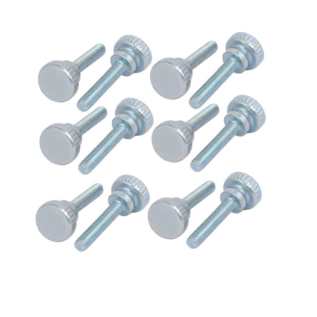 Sourcingmap M4x20mm Carbon Steel Flat Knurled Head Fully Threaded Thumb Screw Bolt 12pcs