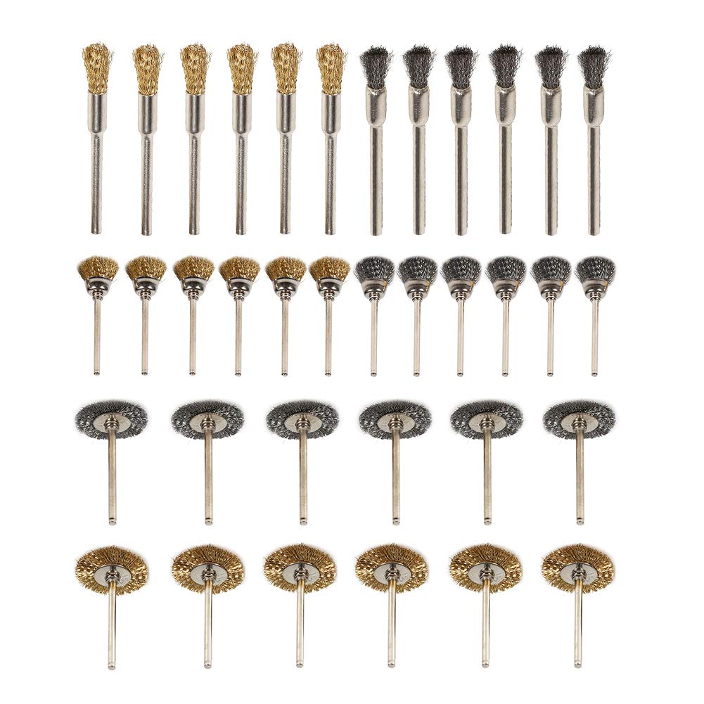 Zerodis 36 x Brass Polishing Brush Set for Drilling Tools Stainless Steel Wire Metal Drill Rotary Brushes