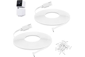 UYODM 2Pack 10FT Power Extension Cable Compatible with WYZE Cam Pan V3, Flat 90 Degree Micro USB Extension Charging Cable Power Your WYZE Cam Pan V3 Continuously - L-Shape Power Cord White