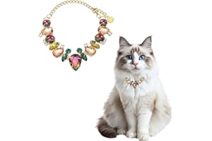 PETAXCELL Dog Necklace Collar, Gold Chain Pets Pearls Adjustable Crystal Rhinestones Cat Wedding Metal Collar Jewelry Accesso