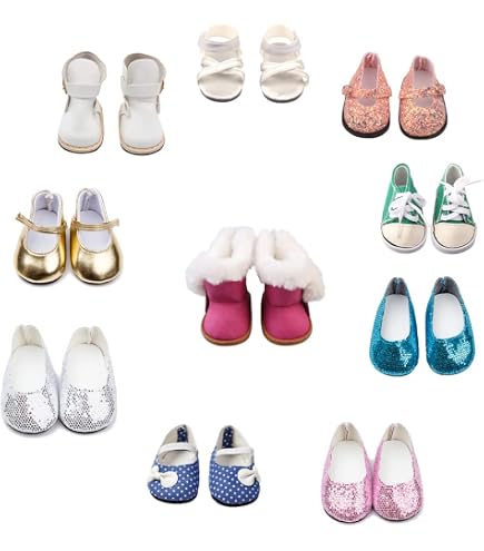 Zapatos Planos Para Muñecas De 18 Pulgadas - Aeromdale, 1 Par En Negro, Compatible Con American Girl Y Otras De 46 Cm