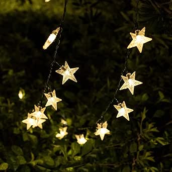 Romantische Außenlichterkette Sterne Solarlichterkette ...
