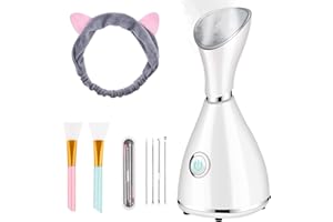 Totexil Facial Steamer for Facial Deep Cleaning, Moisturize, Unclog Pores, Face Spa, Nano Ionic Humidifier, Home Facial Warm Mist Face Steamer with Blackhead Removal Kit, Brush, Hair Band