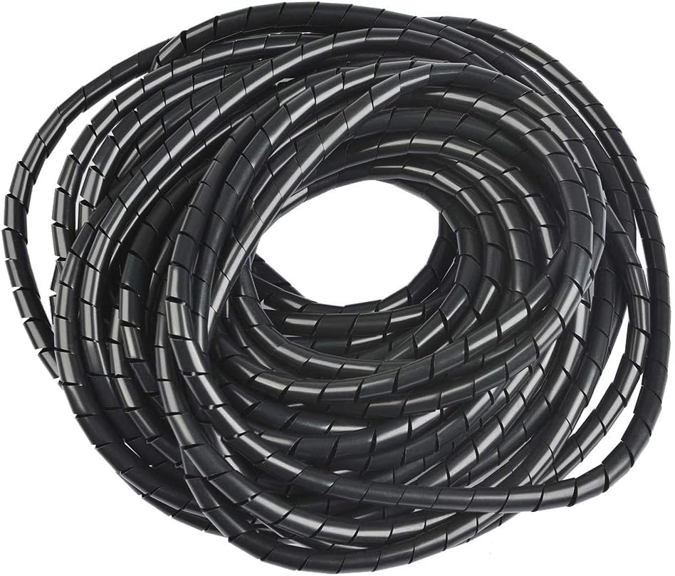 OFNMY Black Cable Tidy Sleeves 12 Meter Spiral Wrapping Band Cable