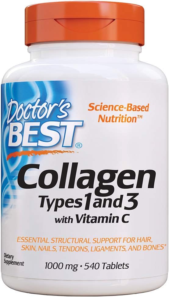 Doctor's Best Collagen Types 1 & 3 with Peptan, Non-GMO, Gluten Free, Soy Free, Supports Hair, Skin, Nails, Tendons & Bones, 1000 Mg, 540 Tablets: Health & Personal Care