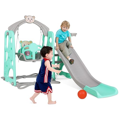 Arlopu Toddler Slide and Swing Set, in Kids Play Climber Slide