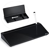 Varhomax Desktop Whiteboard with Storage, Desk Organizer Dry Erase Glass White Board to-do List Memo Notepad for Home Office and School Supplies (Black)