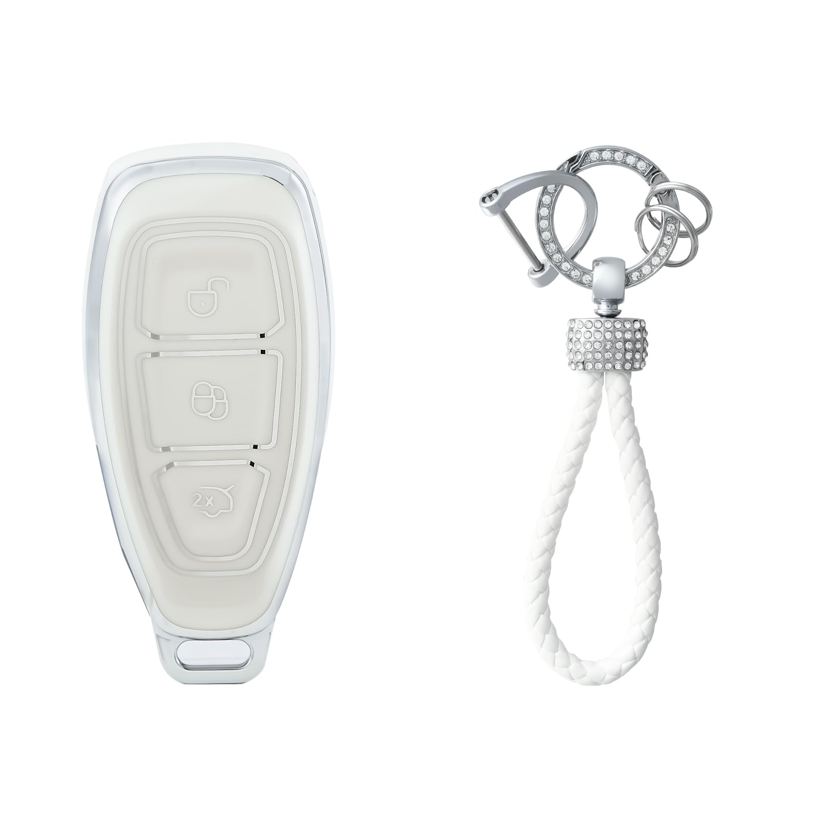 OFFCURVE Car Key Cover Car Key Case Key Fob Cover Car Key Protector with Car Key Fob Compatible with Ford Fiesta Focus Kuga Fusion Mondeo Ecosport Explorer Edge Ranger C-Max