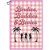 Juoqg Birdies Pink Golf Towel, Cute Golf Bag Towel with Clip, Golfing Accessories for Women, Sport Towels for Her, Golfing Gifts for Golfer Mom Daughter, Birthday Gifts for Player Lover Friend Sister