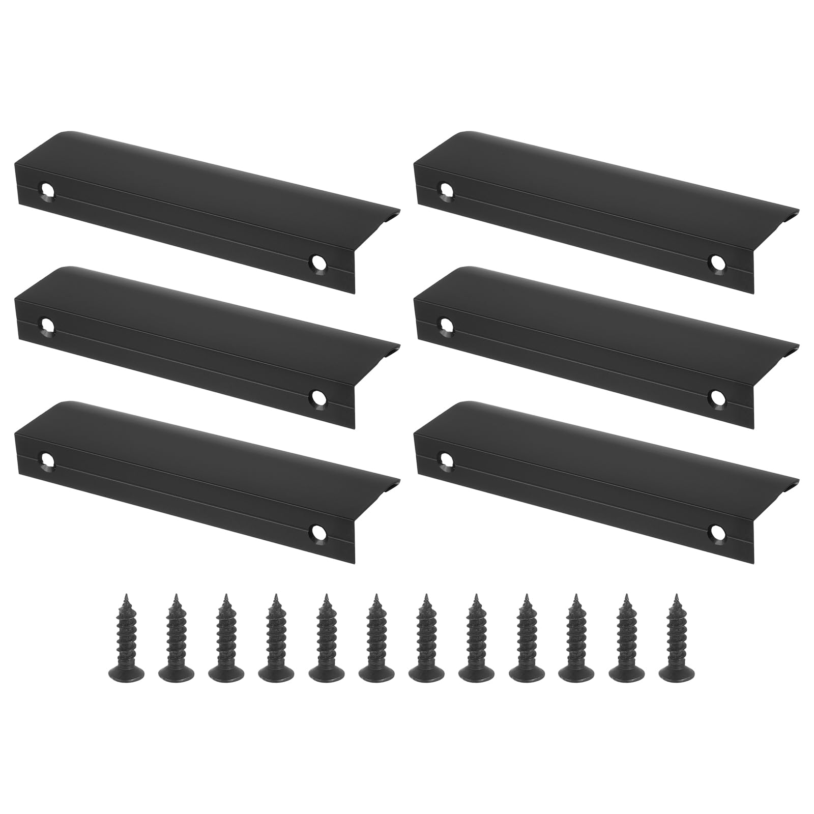 PATIKIL Mount Finger Edge Pull, 6 Pack 120mm/4.72" Aluminum Alloy Concealed Handle Cabinet Edge Pulls with Screws for Home Kitchen Furniture Door Drawer, Black