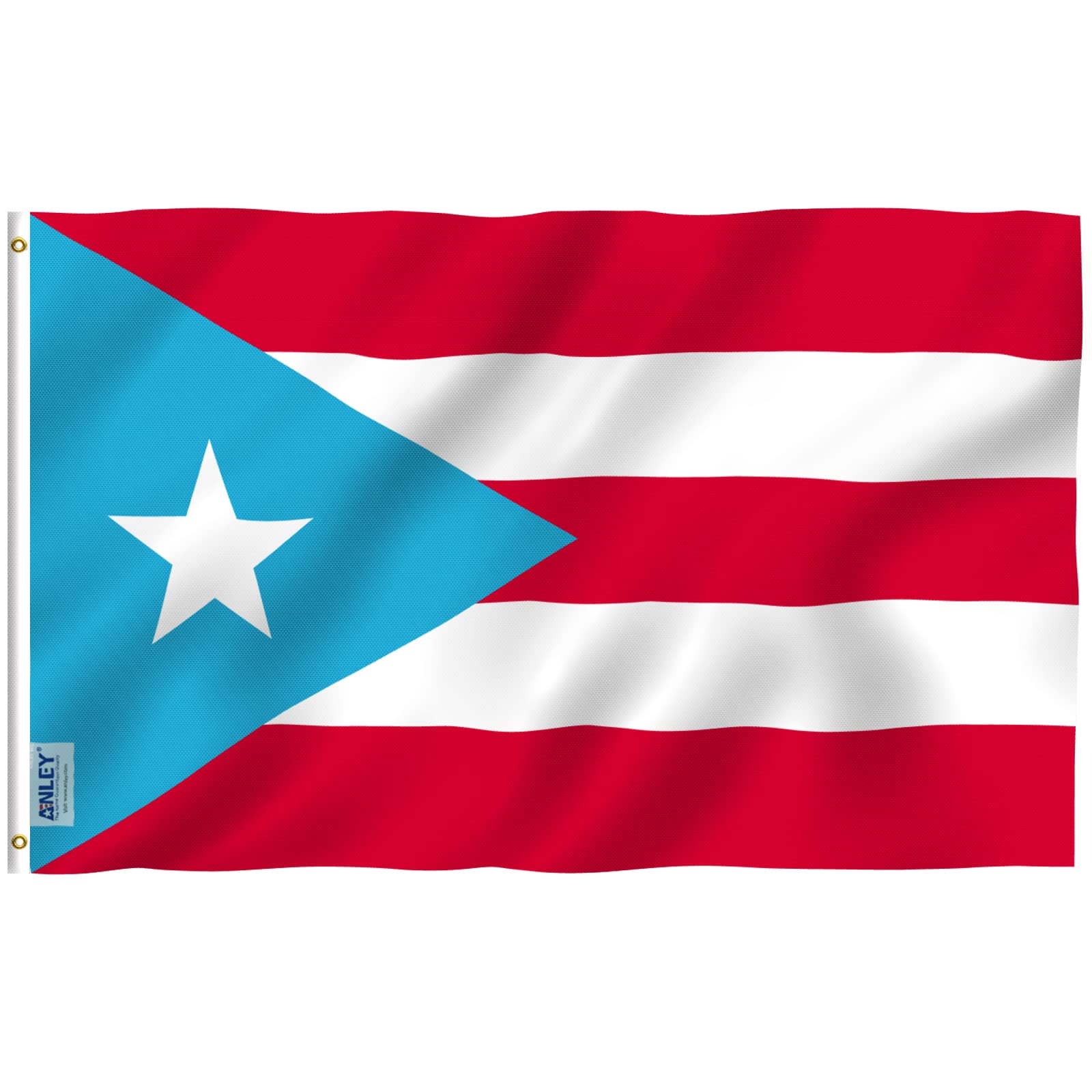 Photo 1 of Anley Fly Breeze 3x5 Foot Light Blue Puerto Rico Flag - Vivid Color and Fade proof - Canvas Header and Double Stitched - Puerto Rican PR National Flags Polyester with Brass Grommets 3 X 5 Ft