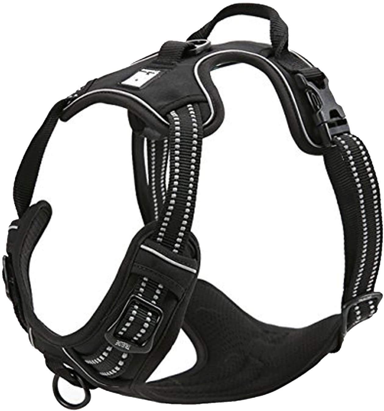 TrueLove Dog Harness TLH5651 No-pull Reflective Stitching Ensure Night Visibility, Outdoor Adventure Big Dog Harness Perfect Match Puppy Vest (Black,S)