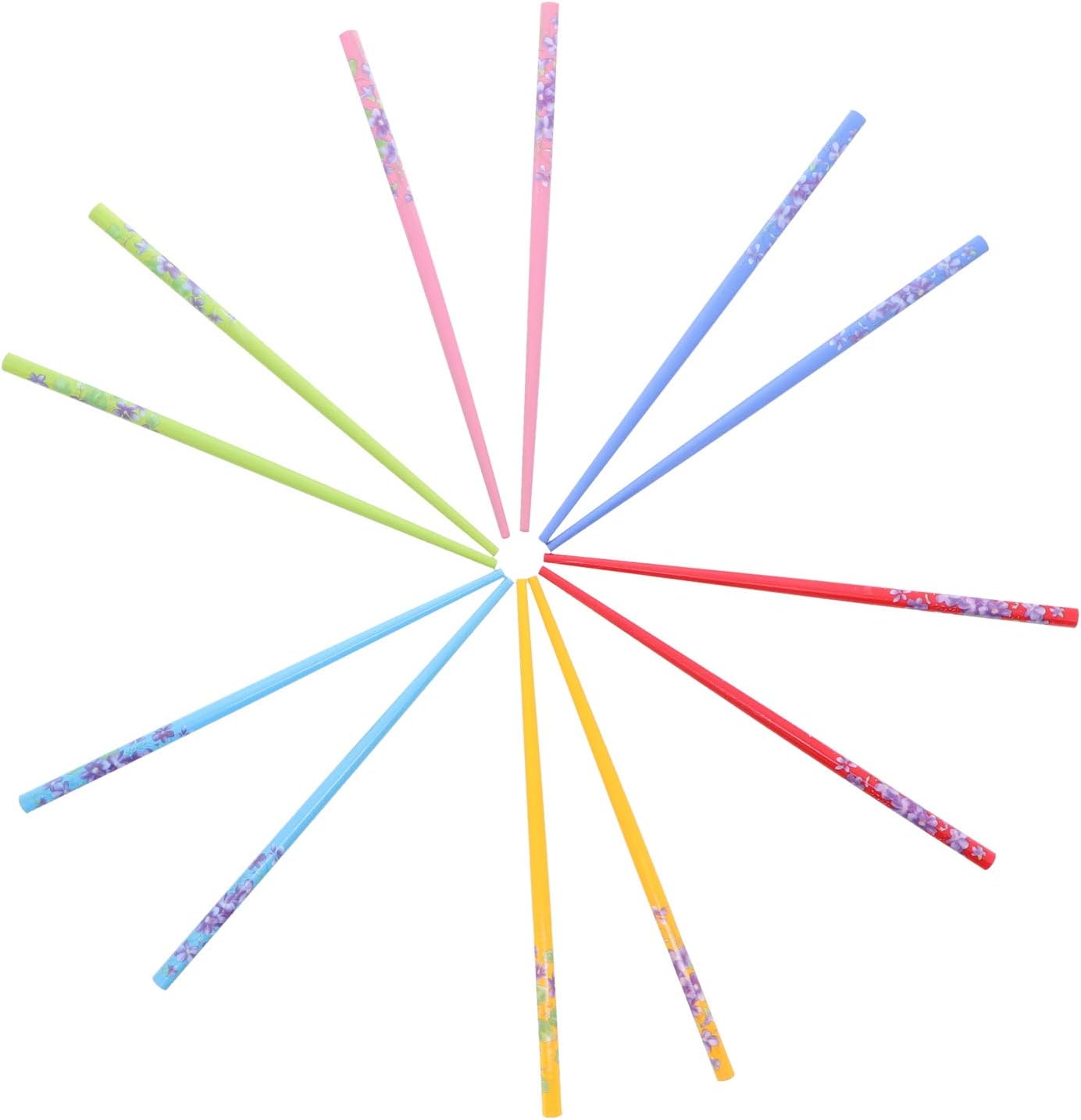 Multi Set of Wooden Hair Sticks With Flowers Chopsticks - Set of 6
