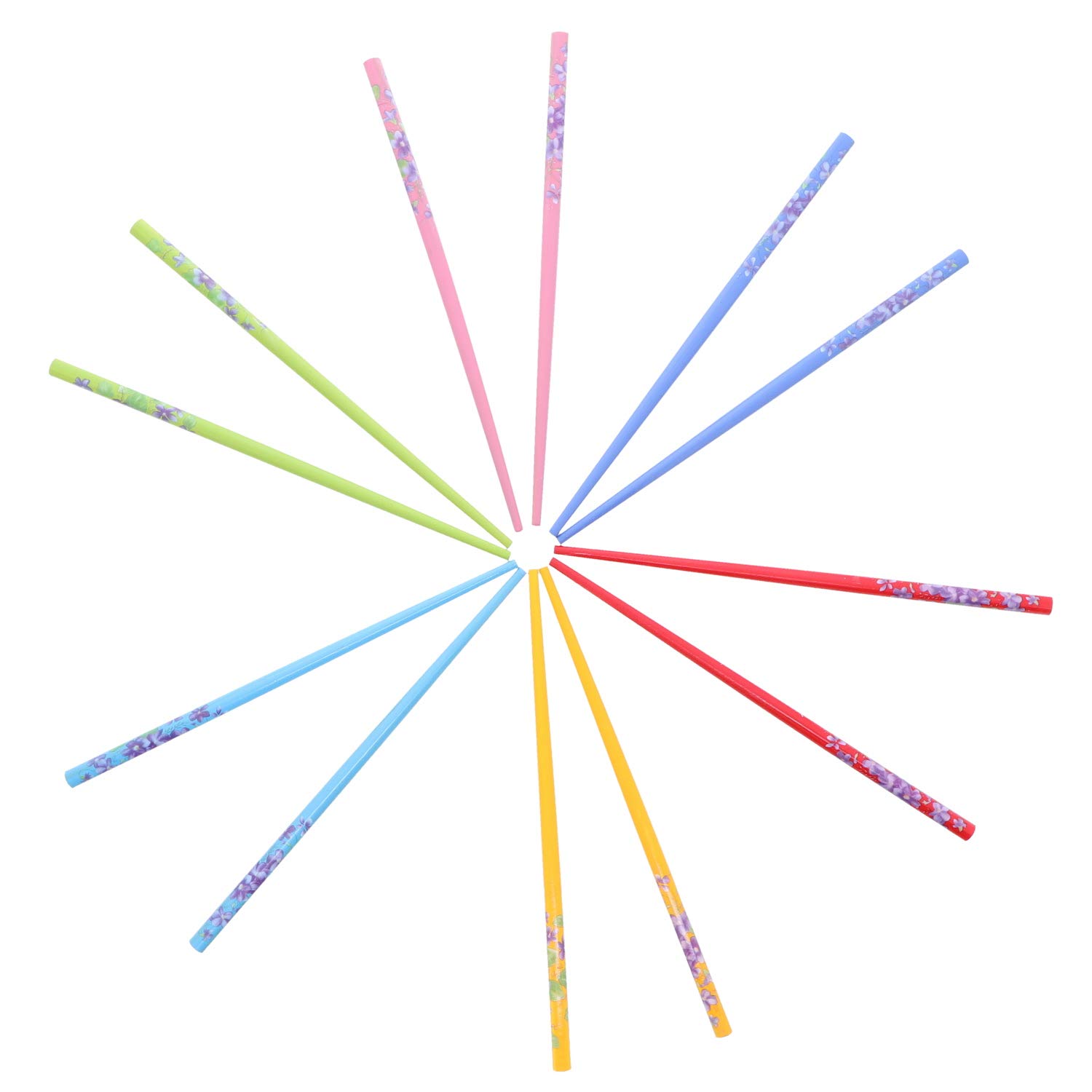 Multi Set of Wooden Hair Sticks With Flowers Chopsticks - Set of 6