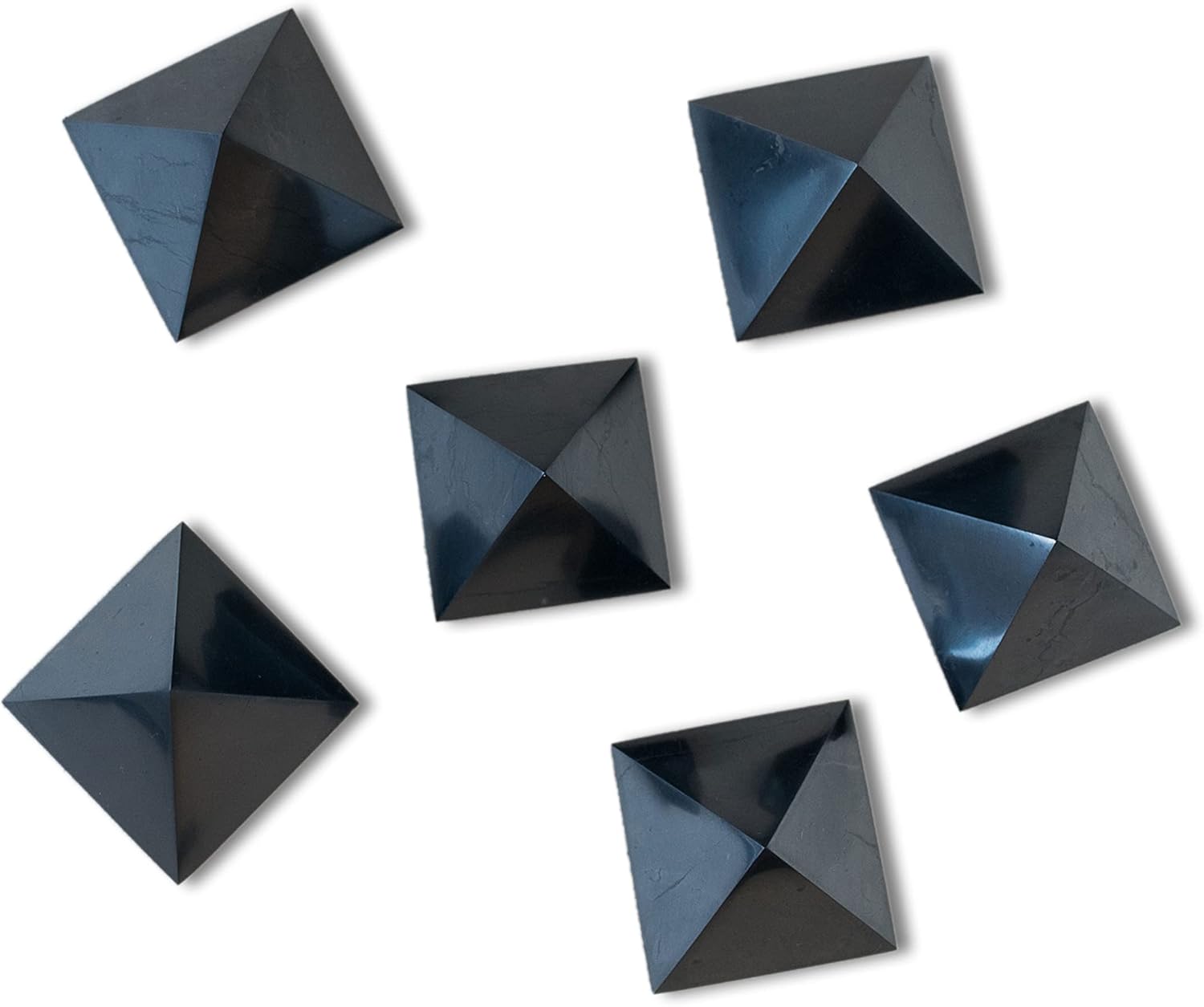 Indoor Fountains & Accessories - Shungite Wholesale Shungite Stone Pyramids Set | Authentic Polished Shungite Pyramids for Protection | Black Stone Figures for Home Decor | Crystal Healing Shungite Pyramids for Meditation S310