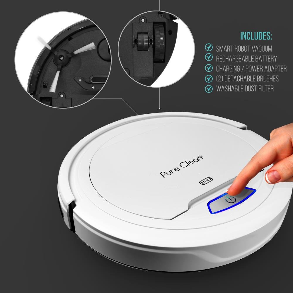 PUCRC25-Automatic-Robot-Vacuum-Cleaner-Lithium-Battery-90-Min-Run-Time-Robotic-Auto-Home-Cleaning-for-Clean-Carpet-and-Hardwood-Floor-Dry-Mopping-HEPA-Pet-Hair-Allergies-Friendly-Pure-Clean 61yBO02i4eL