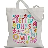 EVER-GOING TUNE Aesthetic Canvas Tote Bags,Cute Gifts For Women,Book Bag, Library bag,Market bag.