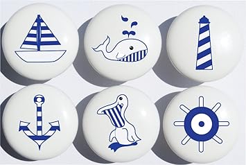 Amazon Com Navy Blue Nautical Drawer Pulls Ceramic Cabinet Knobs