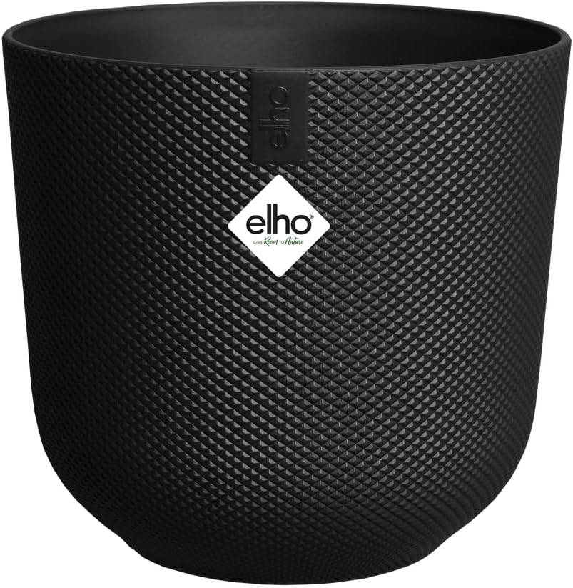 elho Jazz Round 23cm Flower Pot Indoor Plant Pot 100% Recycled Plastic Black