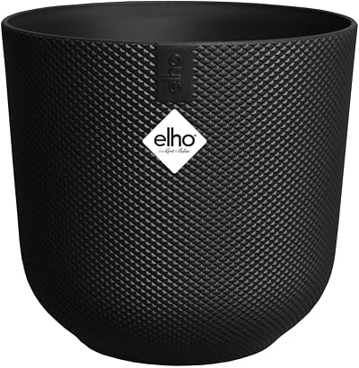 elho Jazz Round 23cm Flower Pot Indoor Plant Pot 100% Recycled Plastic Black