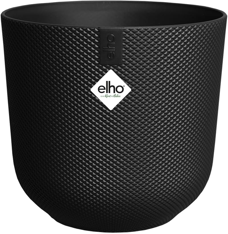 elho Jazz Round 23cm Flower Pot Indoor Plant Pot 100% Recycled Plastic Black