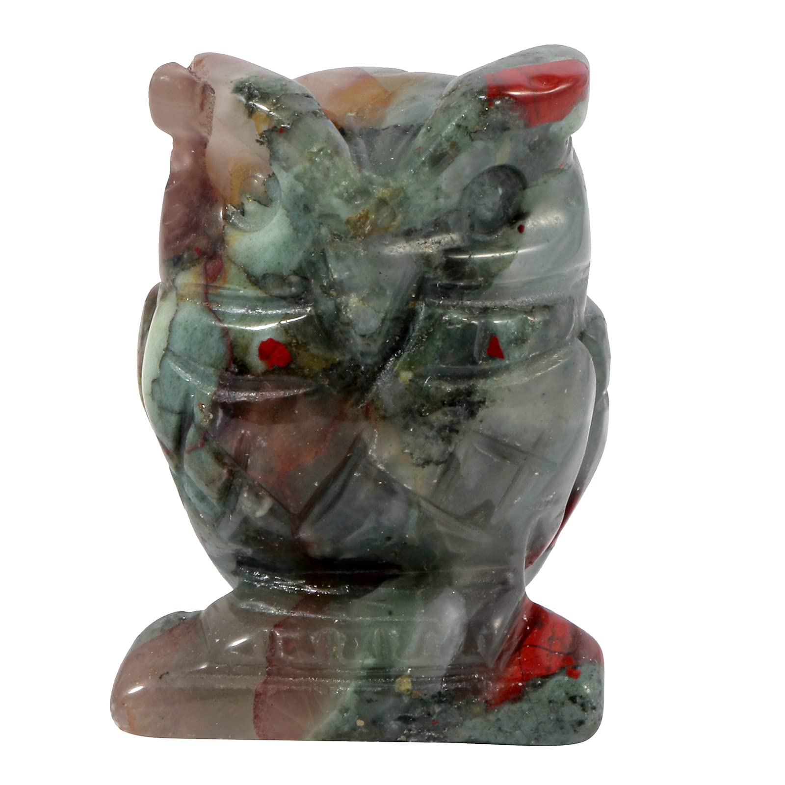 Lovionus89 Natural Africa Bloodstone Owl Bird Statue, Hand Carved Healing Crystal Animal Figurines Home Decoration 1.5 inches โ image 1