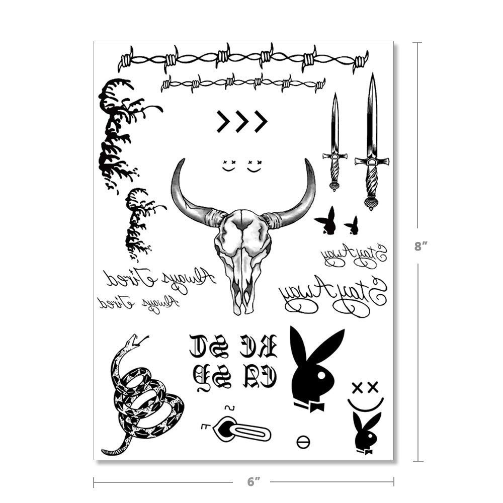 Amazon Com Post Malone Face Temporary Tattoos Set For Halloween Costume Accessories And Parties Skin Safe Beauty