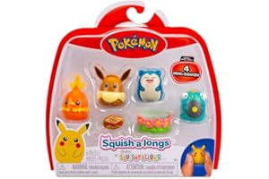 Squish-a-longs SQAL0068 4-pack - Eevee, Snorlax, Bellibolt, Torchic - 2 accessories included