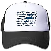 Ocean Shark Floral Sea Fish Youth Adjustable Mesh Hats Baseball Trucker Cap for Boys and Girls