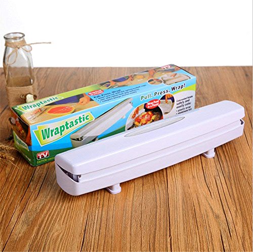 Refillable Plastic Wrap Dispenser - Easy to Use BPA Free Food Wrap Dispenser, Pull, Press, Cut, and Wrap Food in Parchment Paper, Aluminum Foil, Cling Wrap, or Your Favorite Material