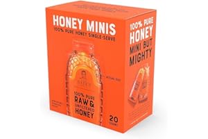 NATURE NATE'S Nate's Honey Minis - Single-Serve 100% Pure, Raw & Unfiltered Honey - Holiday Stocking Stuffers - 0.49oz Packets, 20ct box