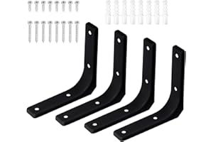 Swpeet 4 Pack 4"L x 4"H Iron Wall Shelf Bracket, Heavy Duty Shelf Support Bracket, Floating Shelf Bracket, Decorative Joint A