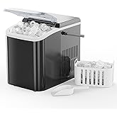 NEWBULIG Ice Makers Countertop with Handle, Portable Ice Machine, 9 Bullet Ice Cubes in 6 Mins, 26lbs in 24Hrs, Auto-Cleaning, with Basket and Scoop, for Home, Kitchen, RV, Camping,Black