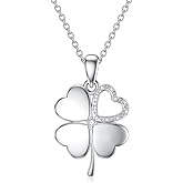 LWXIE Diamond Four Leaf Clover Necklace for Women 925 Sterling Silver Four Leaf Necklace Jewelry Gifts for Women Wife