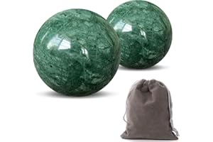 Hmsddan Traditional Chinese Baoding Balls, Marble Health Exercise Stress Relief Balls, Dark Green, 2-Piece Set (Dark Green, Medium-1.57")